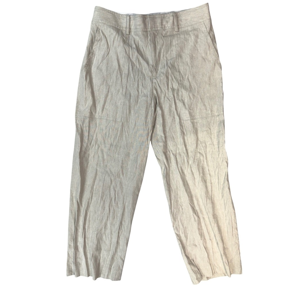 Club Monaco Hadarahh Linen Blend Wide Leg‎ Pants Flaxseed Beige Size 6 NWT